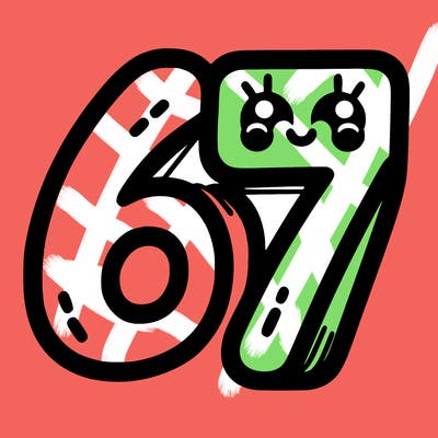 the numbers 67