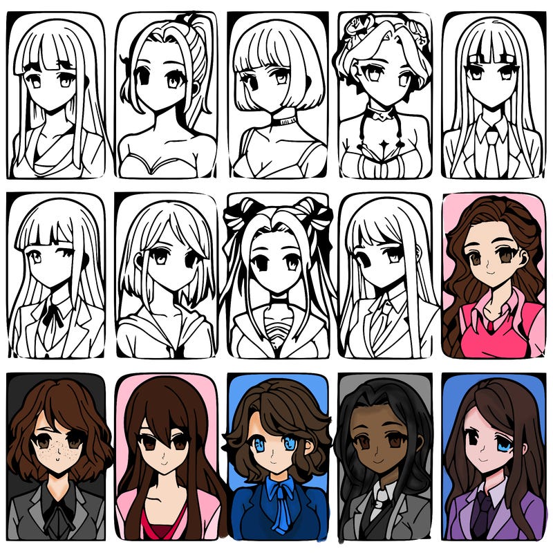 girls that look diffrent anime