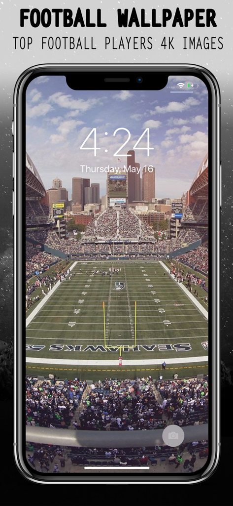 American Football Wallpaper 4K - iPhone lock screen showing a 4K American football stadium wallpaper