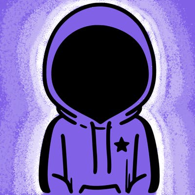 a person with non face waering a hoodie with a small star symbol on the hoodie