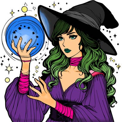 realistic women sorcerer using magic
