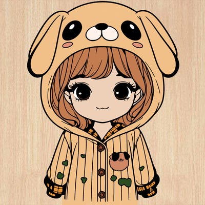 realistic girl in dog pjs