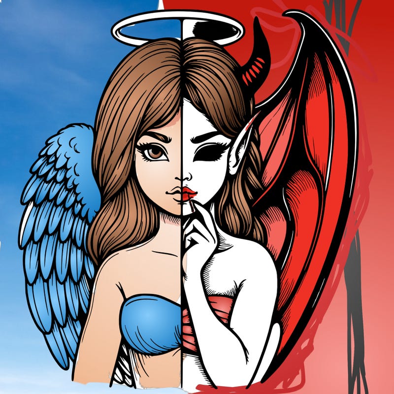 realistic angel half demon