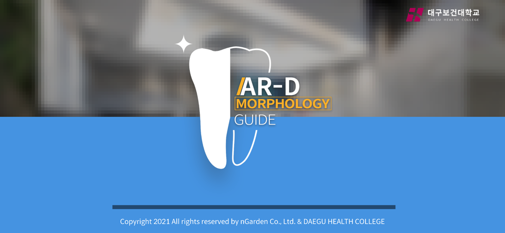 AR-D Morphology - AR-D Morphology Guide splash screen showing the app logo and tooth icon
