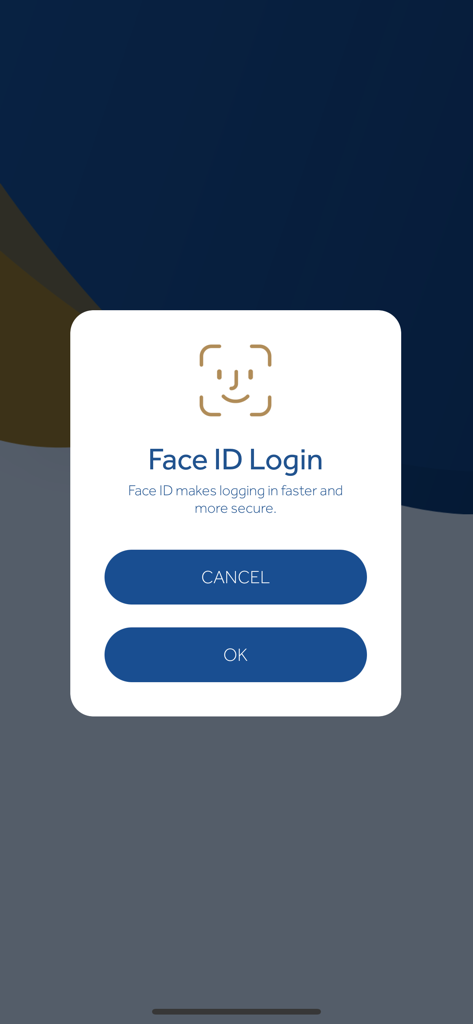FHN3 - Face ID login prompt on the FHN3 mobile app screen