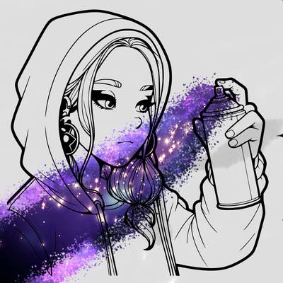 a realistic girl, spray painting