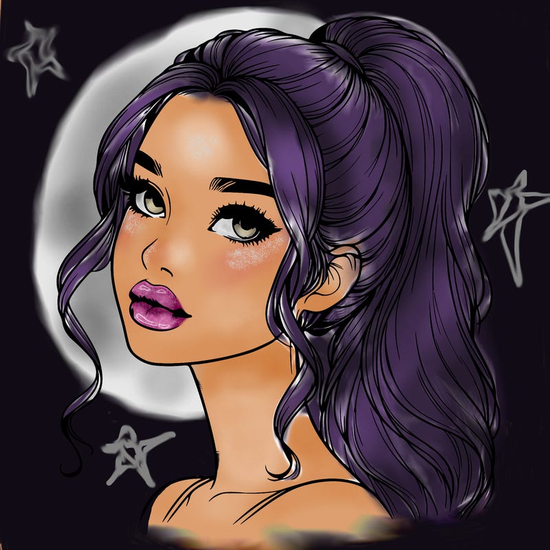 realistic girl with a ponytail on her hair and lips