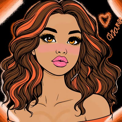 realistic girl with wavy hair and lips