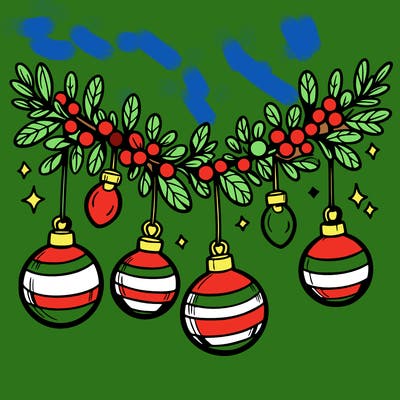 christmas garland with big bulbs