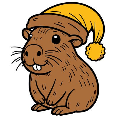 capybara with cristmas hat