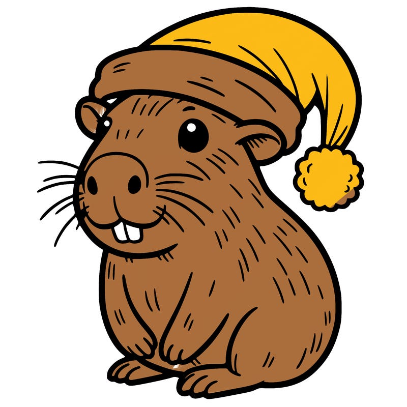 capybara with cristmas hat