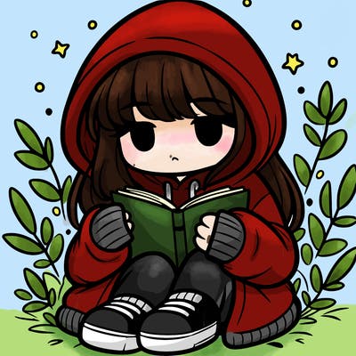 girl in oversized hoodie reading a book
