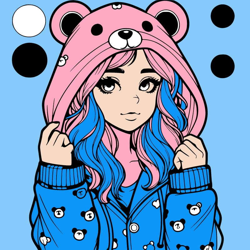 realistic girl in a animal pjs hoodie