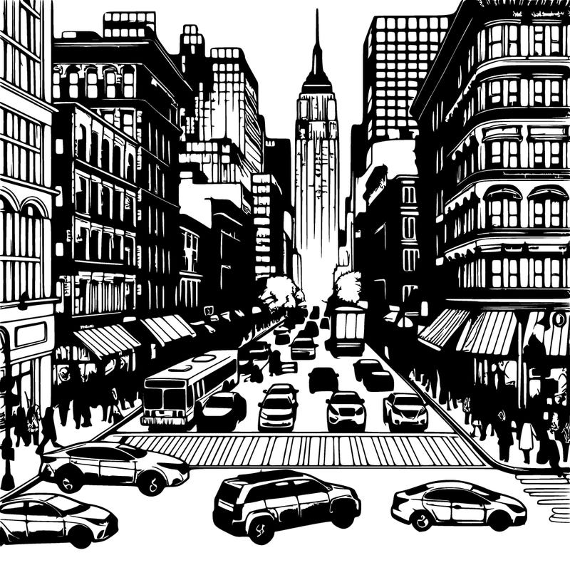 new york,realistic,cars,people,stores,buildings