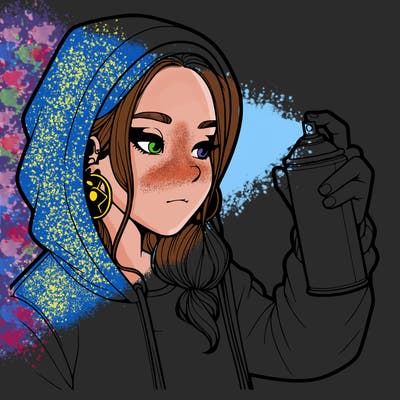 a realistic girl, spray painting