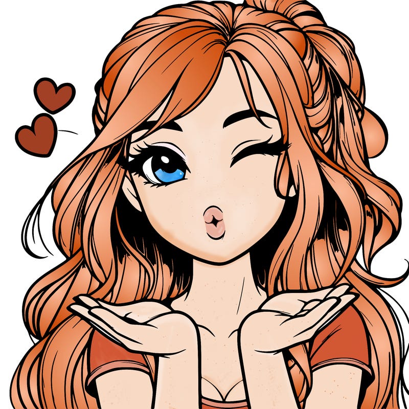 realistic girl winking and blowing a kiss while making heart hands