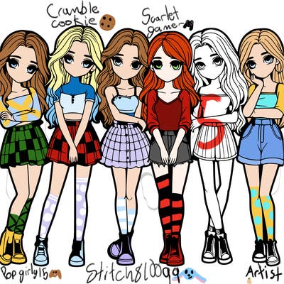 a group of girls realistic