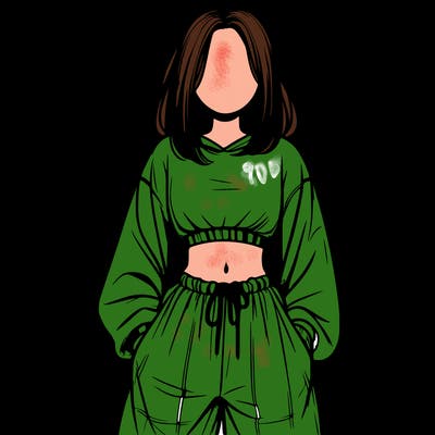 realistic girl faceless with baggy pants and a crop top