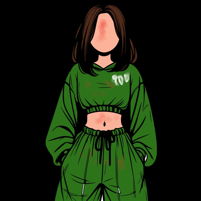 realistic girl faceless with baggy pants and a crop top