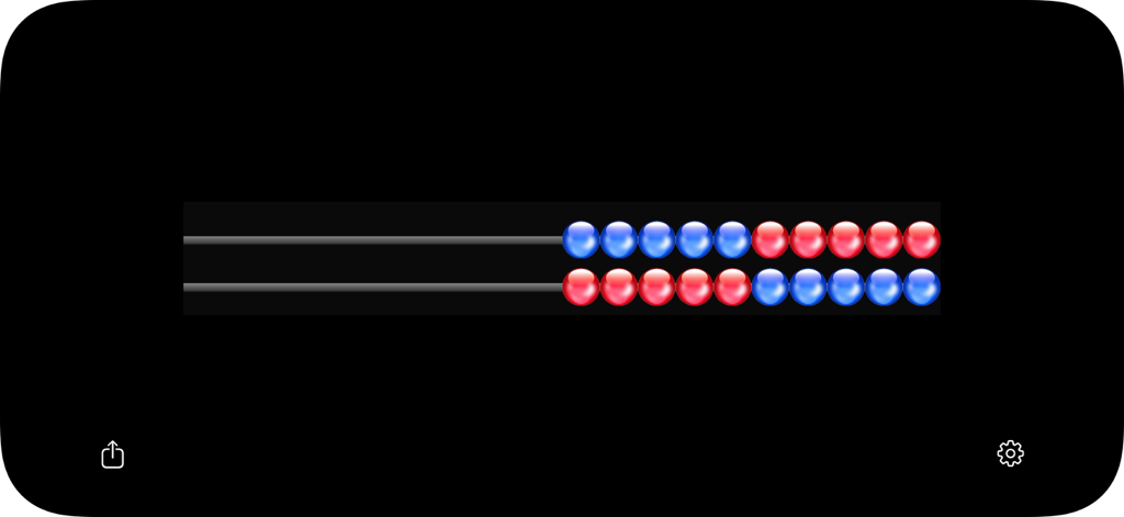 Marco de cuentas digital con cuentas azules y rojas para contar matemáticas.