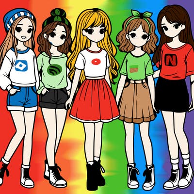 a group of five girls