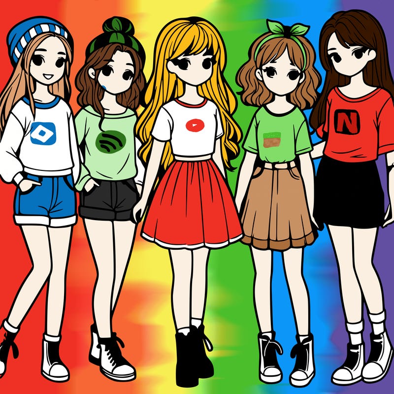 a group of five girls