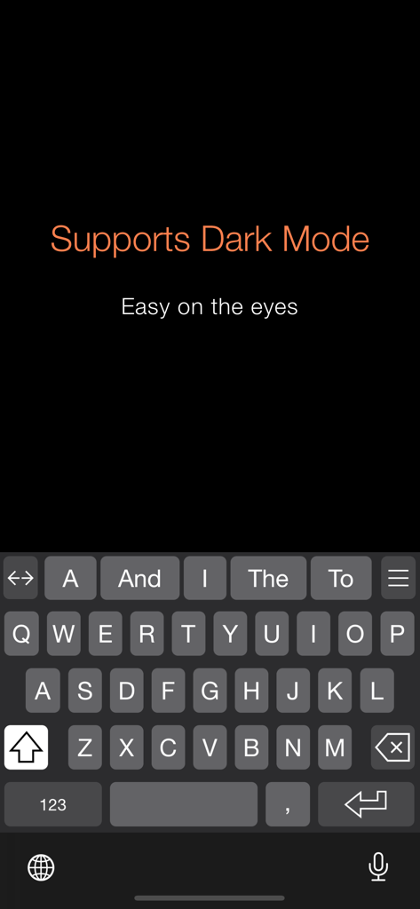 Interfaz de teclado accesible de Keeble en modo oscuro con teclas de alto contraste para el soporte de discapacidad visual