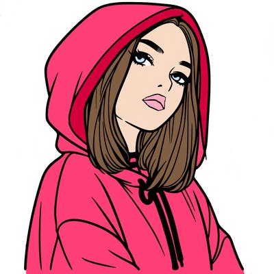 a realistic girl in a hoodie