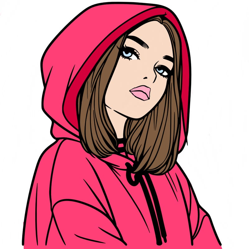 a realistic girl in a hoodie