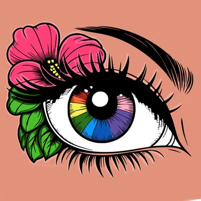 realistic eye with flower