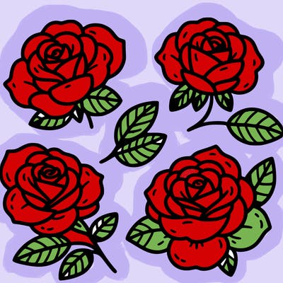 cute four pieces roses