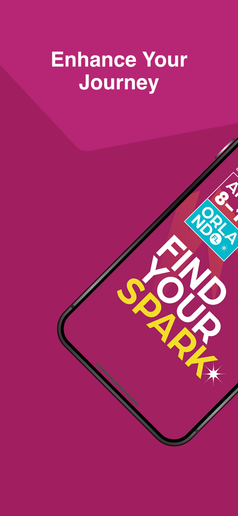 ISA International Sign Expo - Promotional screen for the ISA International Sign Expo app with the text Enhance Your Journey and Find Your Spark