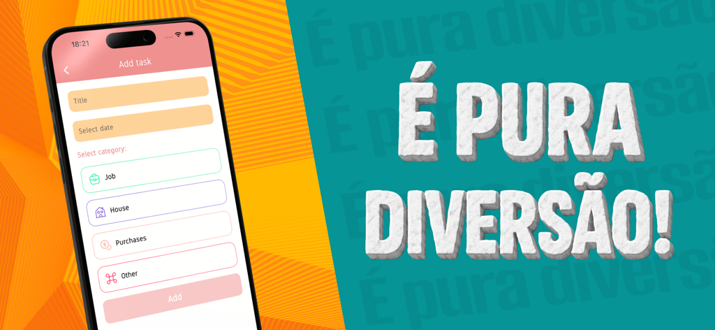A smartphone showing the Betao app interface for adding a new task with minimalist color-coded categories like Job and House.