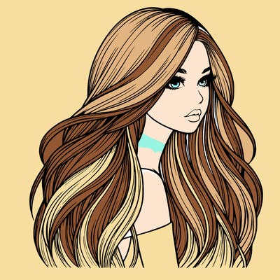 realistic girl with long realistic hair
