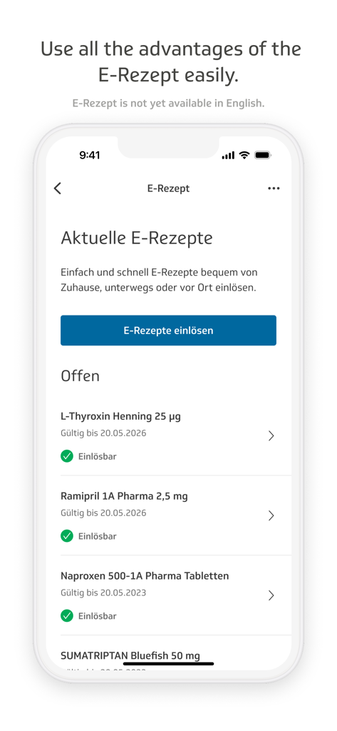 Interface do TK-App para gerenciar receitas eletrônicas e visualizar medicamentos atuais.