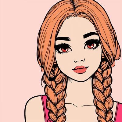 realistic girl with braids