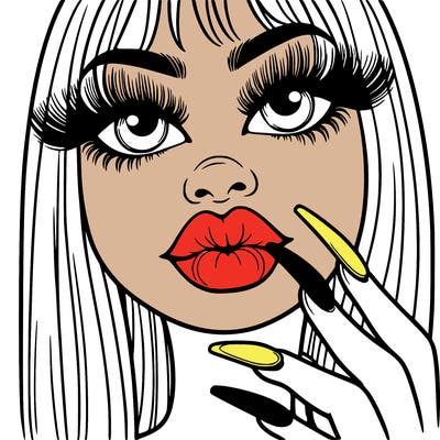 girl with big lips and long nails with long eyelashes