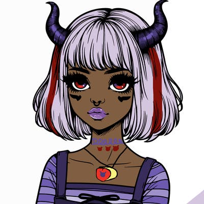 realistic girl with horns