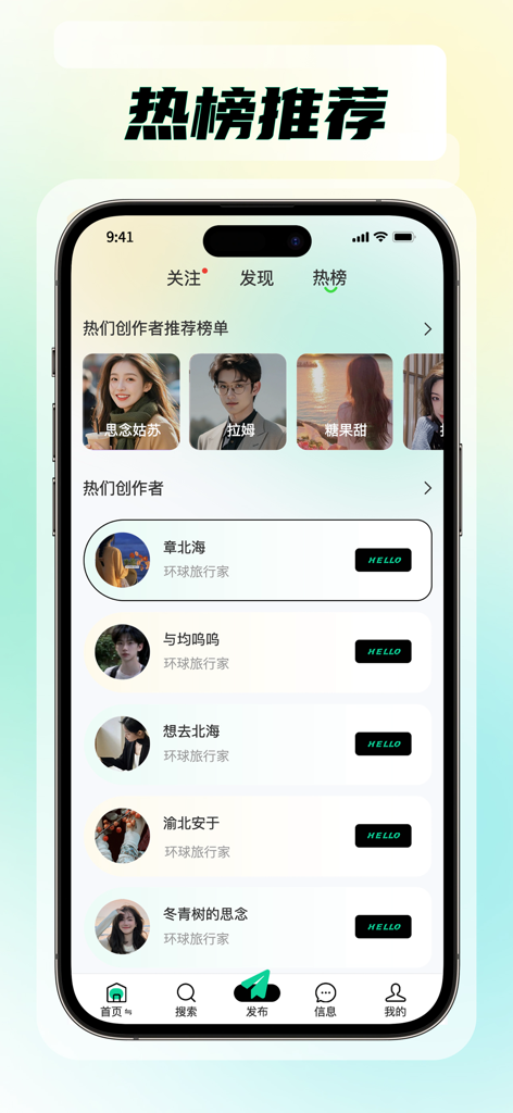 Zhi Me app interface showing trending creators and lifestyle community recommendations.