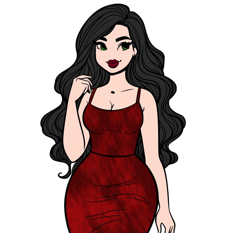 a curvy young, long haired, beautiful woman