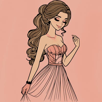 a realistic woman wearing an elegant dress