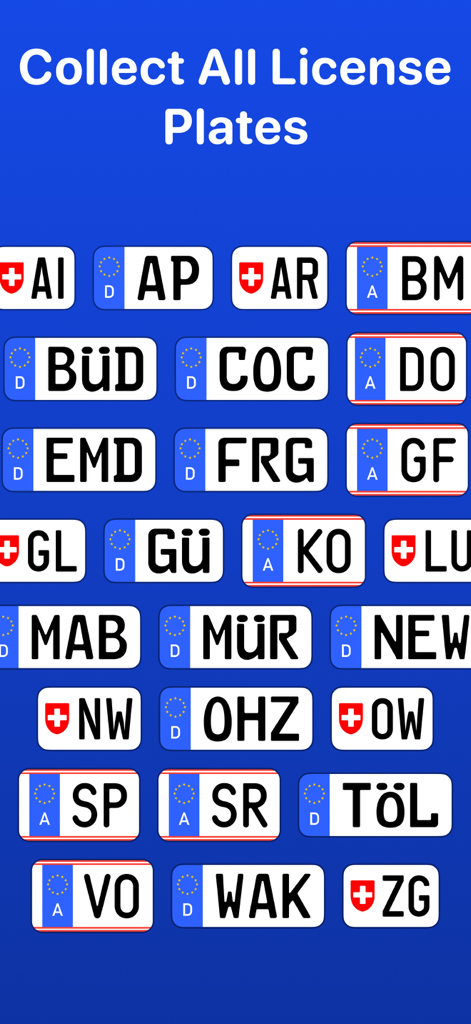 License Plate Wiki & Collect - Une grille de codes de plaques d'immatriculation européennes d'Allemagne, d'Autriche et de Suisse