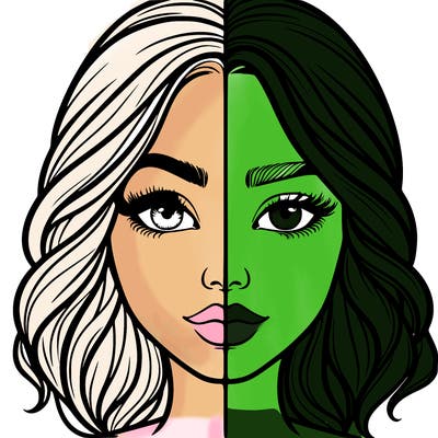 realistic girl split half