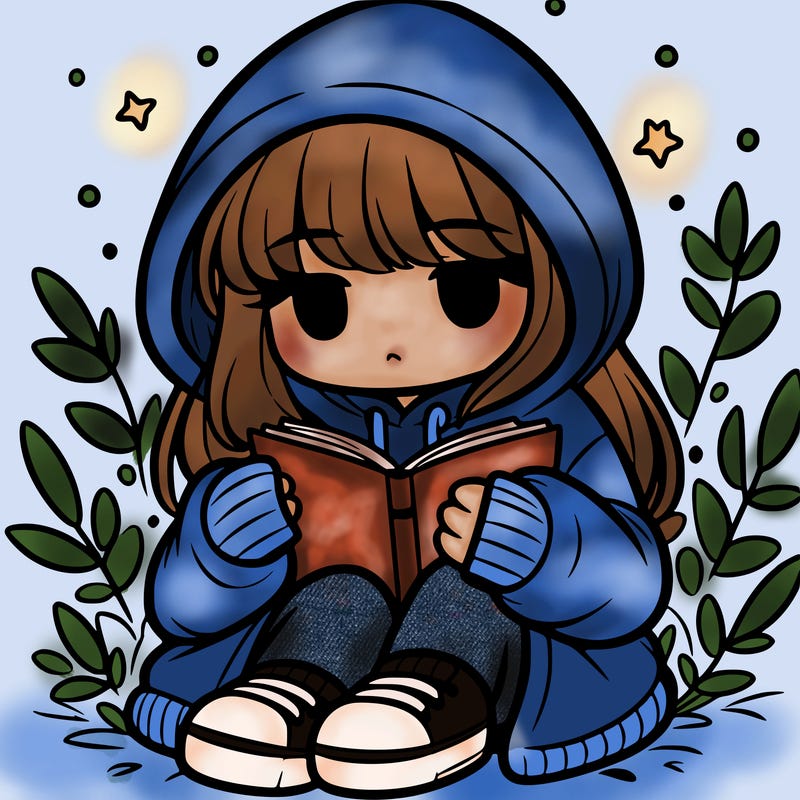 girl in oversized hoodie reading a book