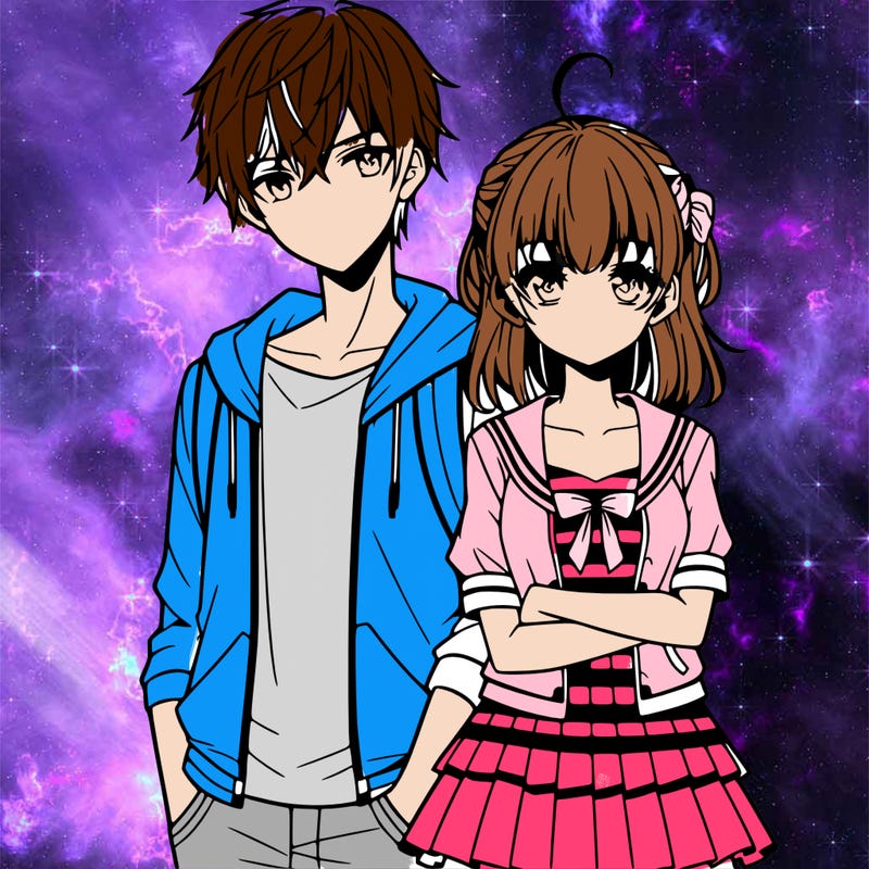 anime teen girl and boy