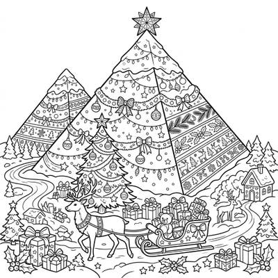 Discover a unique blend of ancient wonders and festive joy with this Bent Pyramids Christmas coloring page. Perfect for celebrating the holiday season with an imaginative twist on a classic landmark.