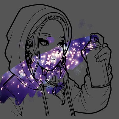 a realistic girl, spray painting