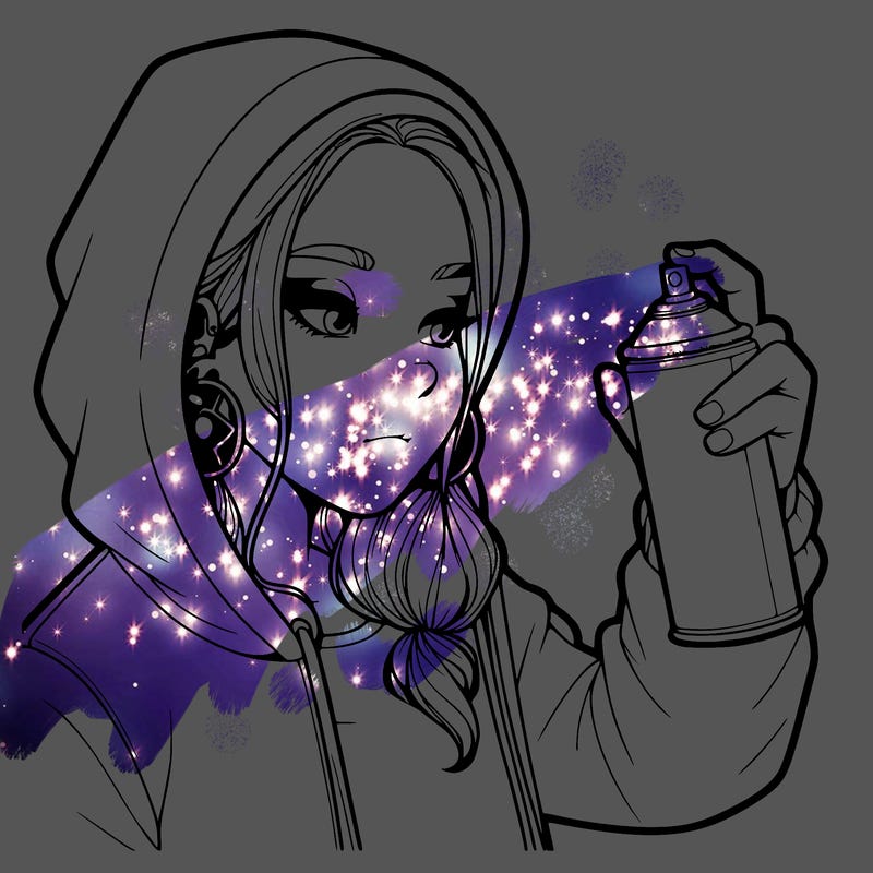 a realistic girl, spray painting