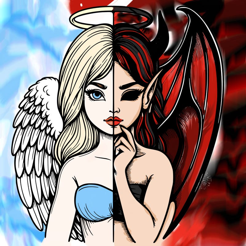 realistic angel half demon