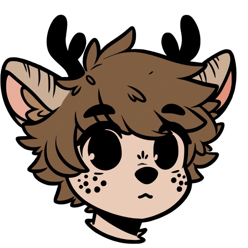 a humanoid deer with soft fluffy ears